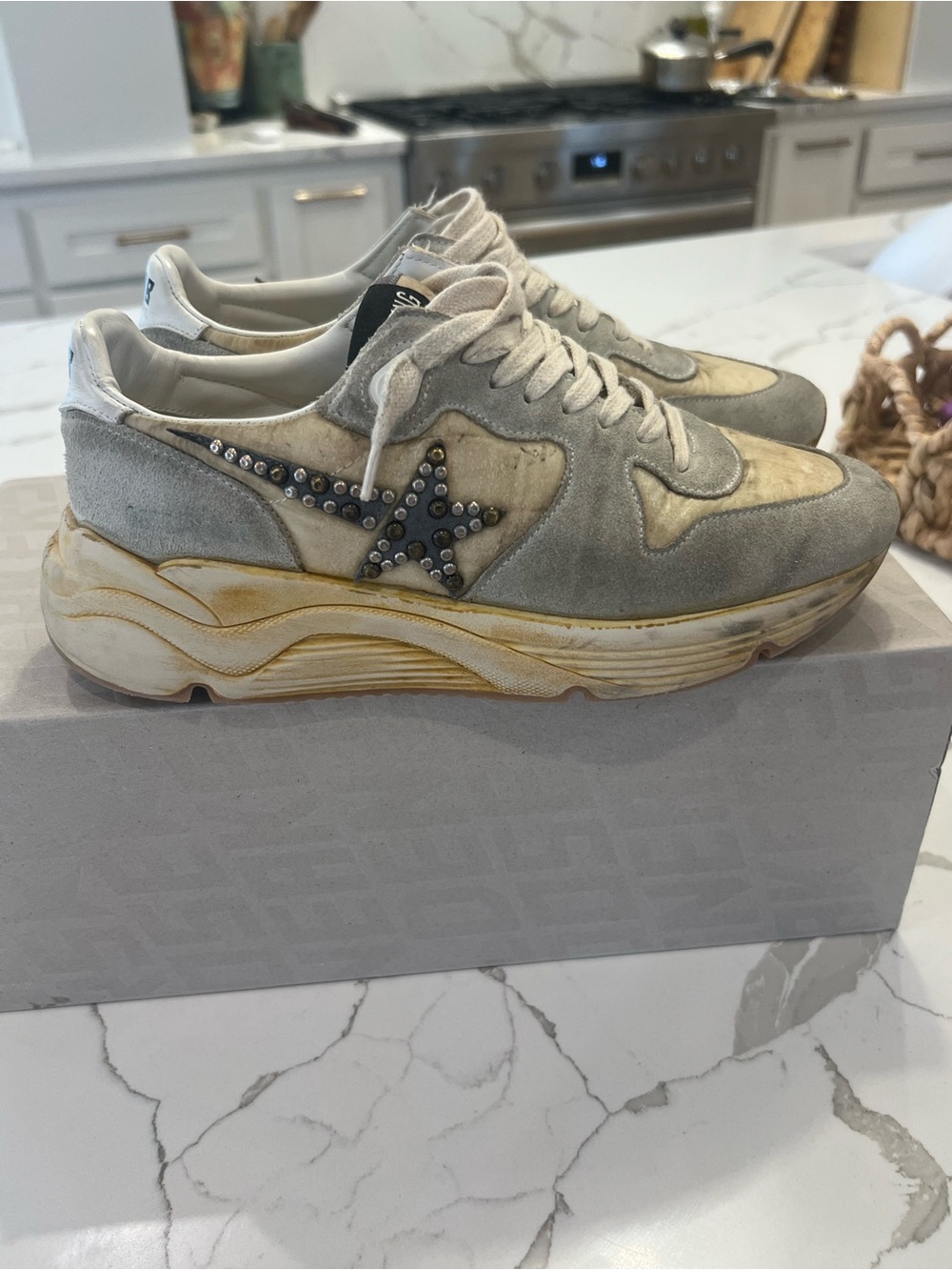 Golden Goose Cream and White Running Sole Sneakers - Picture 3 of 8